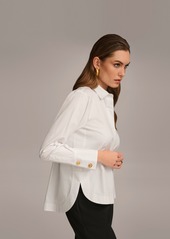 DKNY Donna Karan Women's Button Front Collared Shirt - White