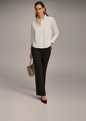 DKNY Donna Karan Women's Button Front Collared Shirt - White