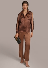 DKNY Donna Karan Women's Button-Front Split-Sleeve Top - Fawn