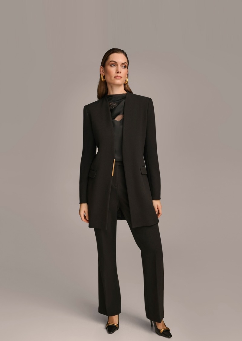 DKNY Donna Karan Women's Collarless Hardware Blazer - Black