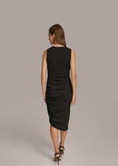 DKNY Donna Karan Women's Cowl-Neck Ruched Midi Dress - Black