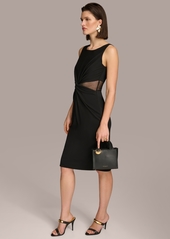 DKNY Donna Karan Women's Embellished Twist-Front Sheath Dress - Black