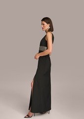 DKNY Donna Karan Women's Embellished V-Neck Gown - Black/Silver