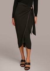 DKNY Donna Karan Women's Faux-Wrap Midi Skirt - Black