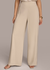 DKNY Donna Karan Women's Flat Front Wide-Leg Pants - Sand