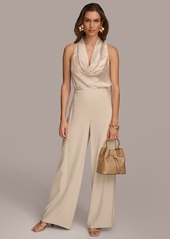 DKNY Donna Karan Women's Flat Front Wide-Leg Pants - Sand