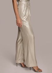 DKNY Donna Karan Women's Metallic Wide-Leg Pants - Silver