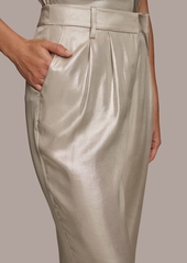 DKNY Donna Karan Women's Metallic Wide-Leg Pants - Silver