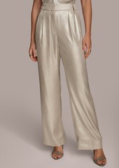 DKNY Donna Karan Women's Metallic Wide-Leg Pants - Silver