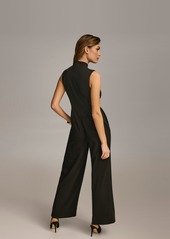 DKNY Donna Karan Women's Mock-Neck Sleeveless Straight-Leg Jumpsuit - Black