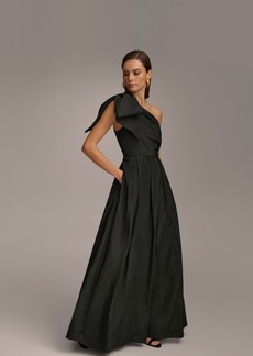 DKNY Donna Karan Women's One-Shoulder Bow Gown - Black
