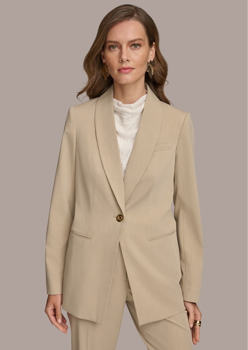 DKNY Donna Karan Women's Pinstripe One-Button Blazer - Fawn/cream