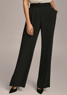 DKNY Donna Karan Women's Pinstripe Wide-Leg Pant - Black/Cream