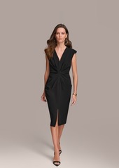 DKNY Donna Karan Women's Pleat-Front Cap-Sleeve Sheath Dress - Black