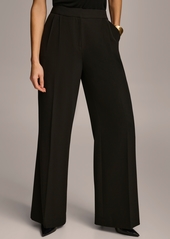 DKNY Donna Karan Women's Pleat Front Wide Leg Pants - Black