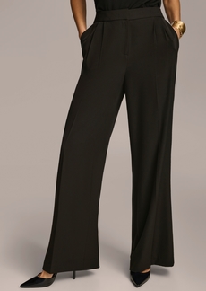DKNY Donna Karan Women's Pleat Front Wide Leg Pants - Black