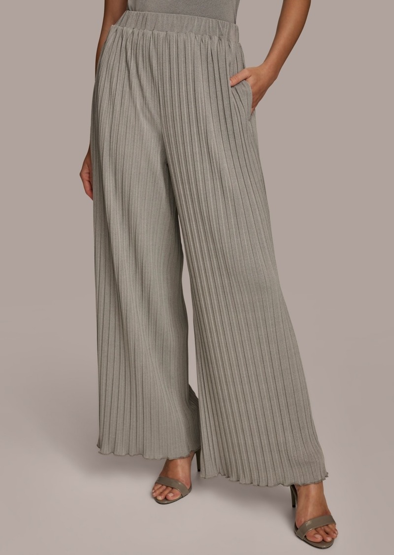 DKNY Donna Karan Women's Pleated Wide-Leg Pants - Heather Iron