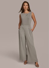 DKNY Donna Karan Women's Pleated Wide-Leg Pants - Heather Iron