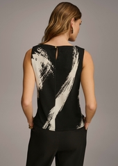 DKNY Donna Karan Women's Printed Crewneck Sleeveless Top - Black Multi