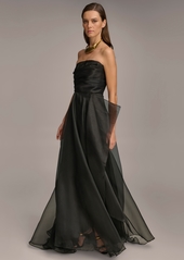 DKNY Donna Karan Women's Sleeveless Cascade Gown - Black