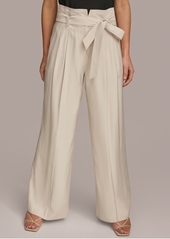 DKNY Donna Karan Women's Solid Tie-Waist Wide-Leg Pants - Cream