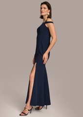 DKNY Donna Karan Women's Sweetheart-Neck Cold-Shoulder Gown - Navy