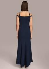 DKNY Donna Karan Women's Sweetheart-Neck Cold-Shoulder Gown - Navy