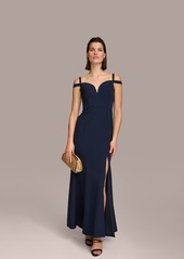 DKNY Donna Karan Women's Sweetheart-Neck Cold-Shoulder Gown - Navy