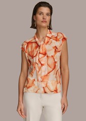 DKNY Donna Karan Women's Tie-Neck Cap-Sleeve Blouse - Terrctta M