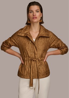 DKNY Donna Karan Women's Tie-Waist Front-Zip Jacket - Bronze