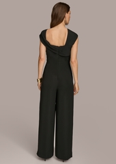 DKNY Donna Karan Women's Twist-Neck Wide-Leg Jumpsuit - Cactus Flower