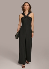 DKNY Donna Karan Women's Twist-Neck Wide-Leg Jumpsuit - Cactus Flower