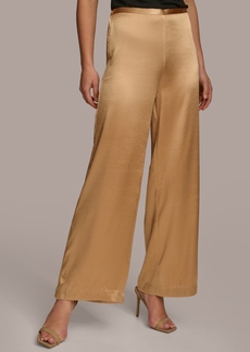 DKNY Donna Karan Women's Wide-Leg Satin Pants - Fawn