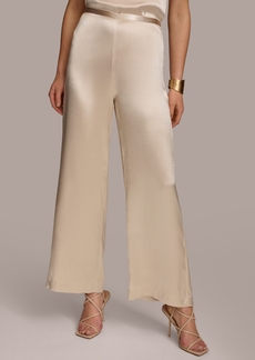 DKNY Donna Karan Women's Wide-Leg Satin Pants - Sand