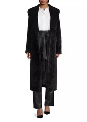 DKNY Double-Breasted Faux-Fur Coat