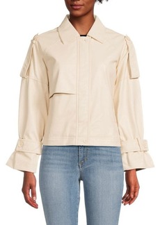 DKNY Drop Shoulder Faux Leather Jacket