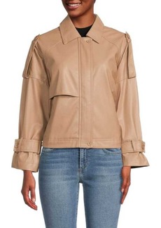 DKNY Drop Shoulder Faux Leather Jacket