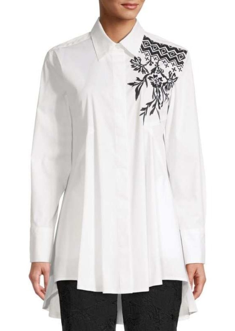 DKNY Embroidered Button-Front Shirt
