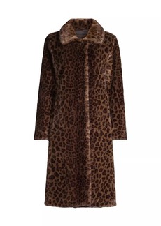 DKNY Faux-Fur Leopard-Print Coat
