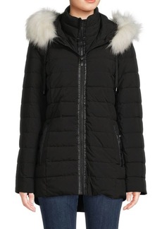DKNY Faux Fur Trim Down Puffer Jacket