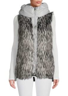 DKNY Faux Fur Trim Hooded Puffer Vest