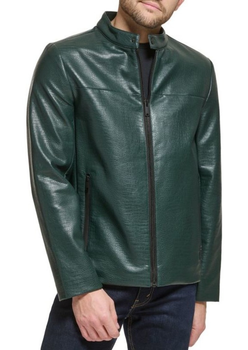 DKNY Faux Leather Racing Jacket