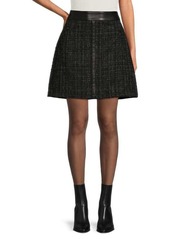 DKNY Faux Leather Tweed Mini Skirt