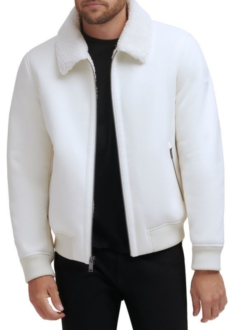 DKNY Faux Shearling Bomber Jacket