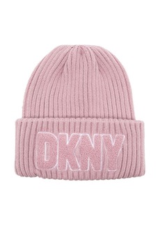 DKNY flocked-logo ribbed-knit beanie