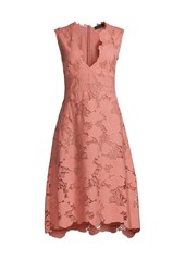 DKNY Floral Lace V-Neck Dress