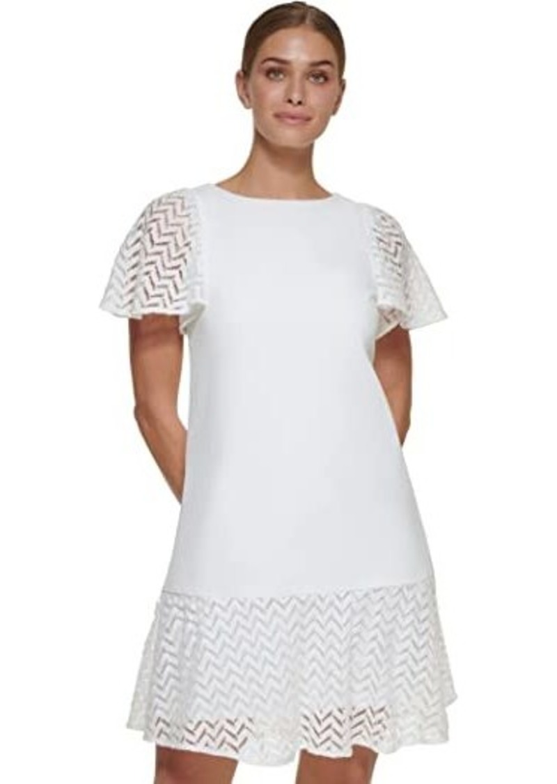 DKNY Flutter Sleeve and Hem Shift Dress