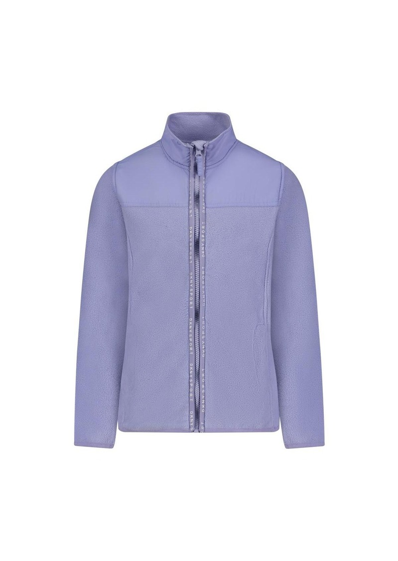Dkny Girls Polar Fleece Zip Up Jacket with High Collar - Lavender