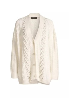 DKNY Heavy Metal Crystal Cable-Knit Cardigan