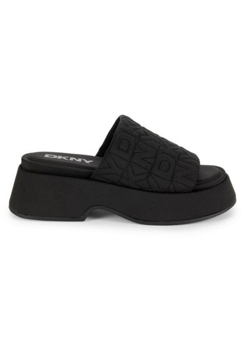 DKNY Idris Quilted Logo Platform Sandals